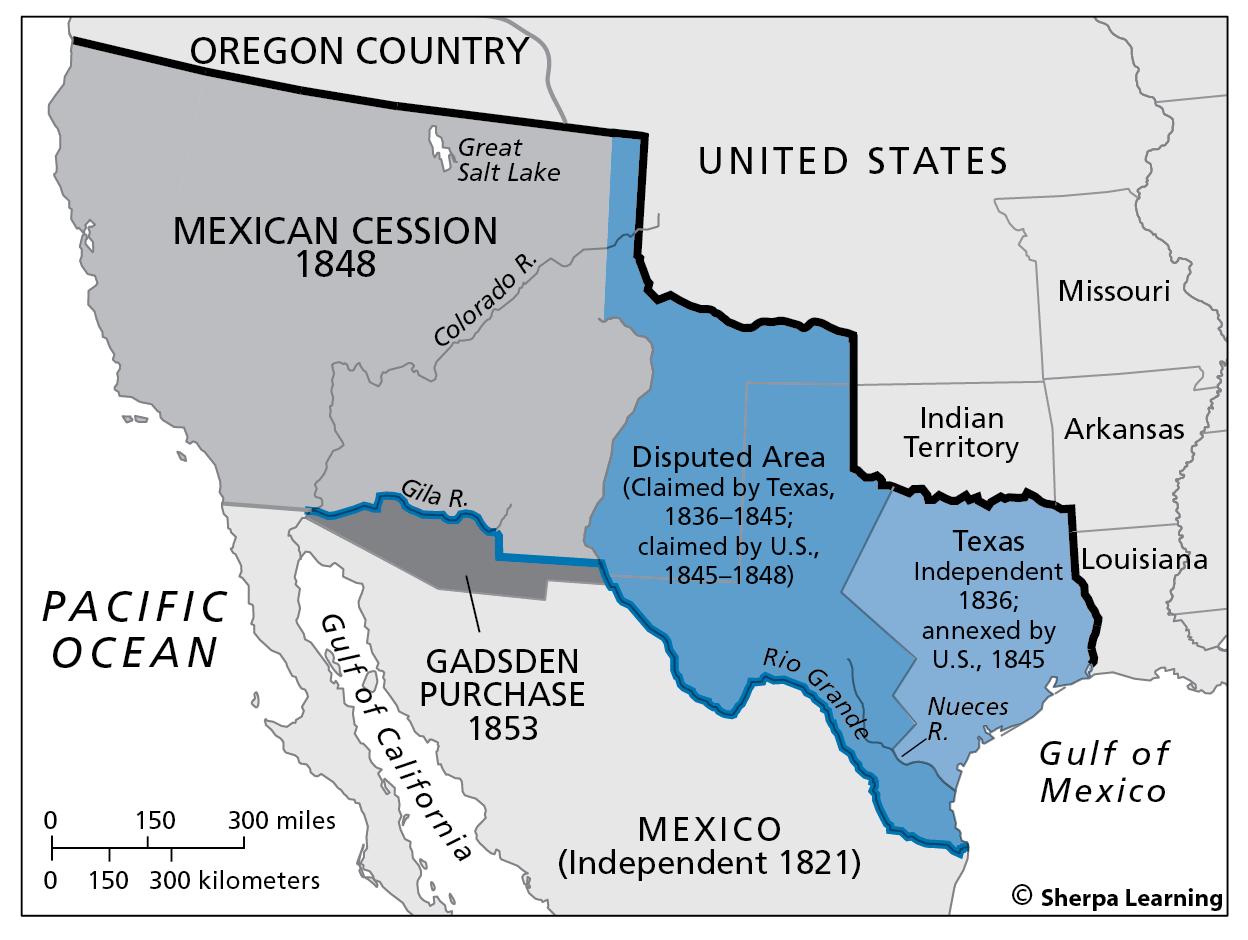 Mexican cession map - Map of mexican cession (Central America - Americas)