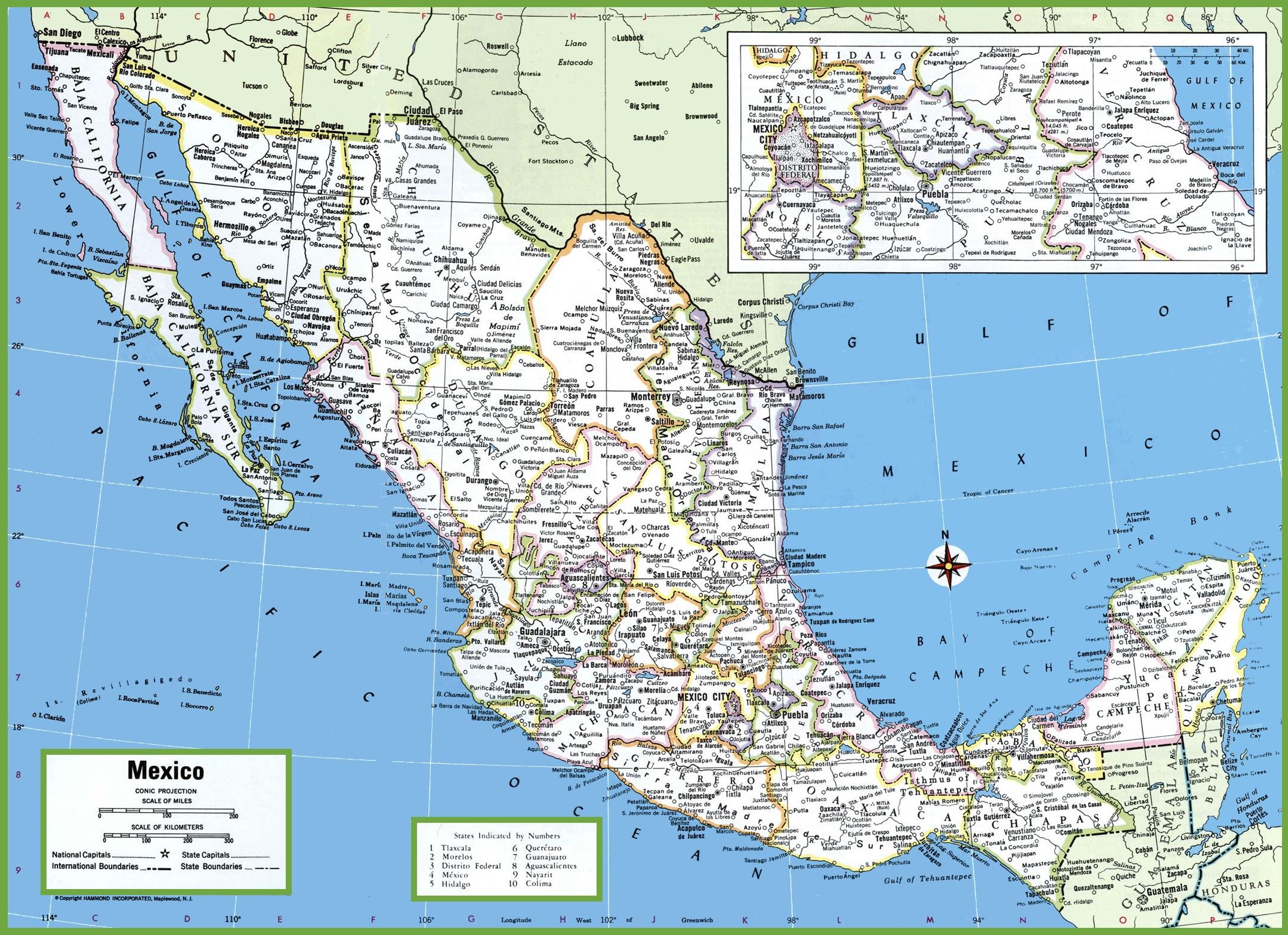 mexico-cities-map-cities-in-mexico-map-central-america-americas