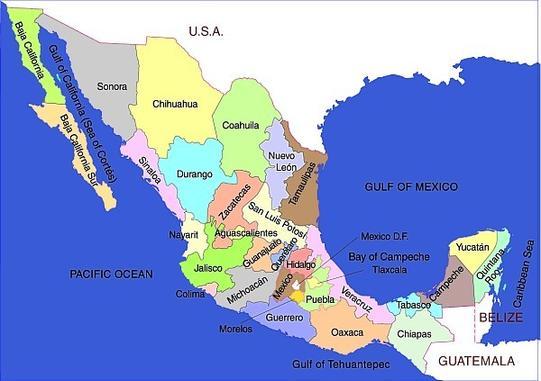 Map Of Southern Mexico Southern Mexico Map Central America Americas   Map Of Southern Mexico 