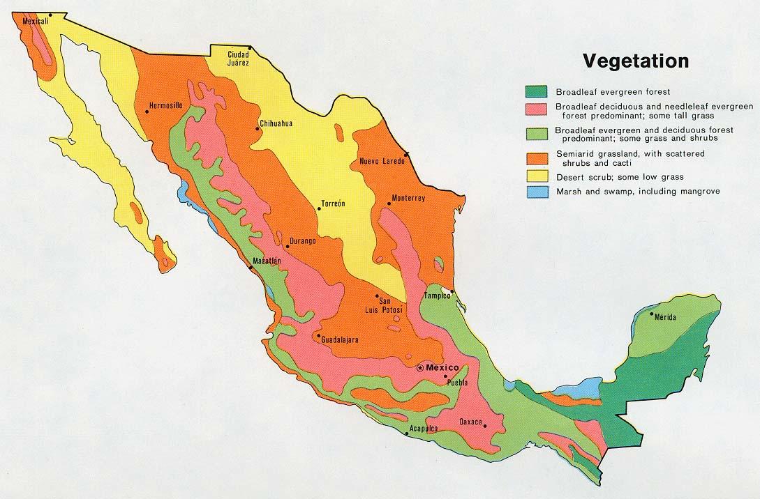 Mexico natural resources map Map of Mexico natual ressources (Central