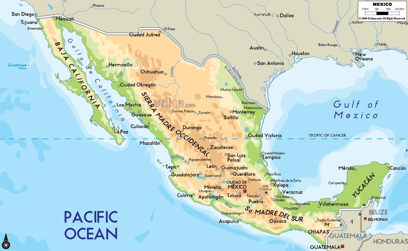 Mountains In Mexico Map Map Of Mountains In Mexico Central America   Mountains In Mexico Map 