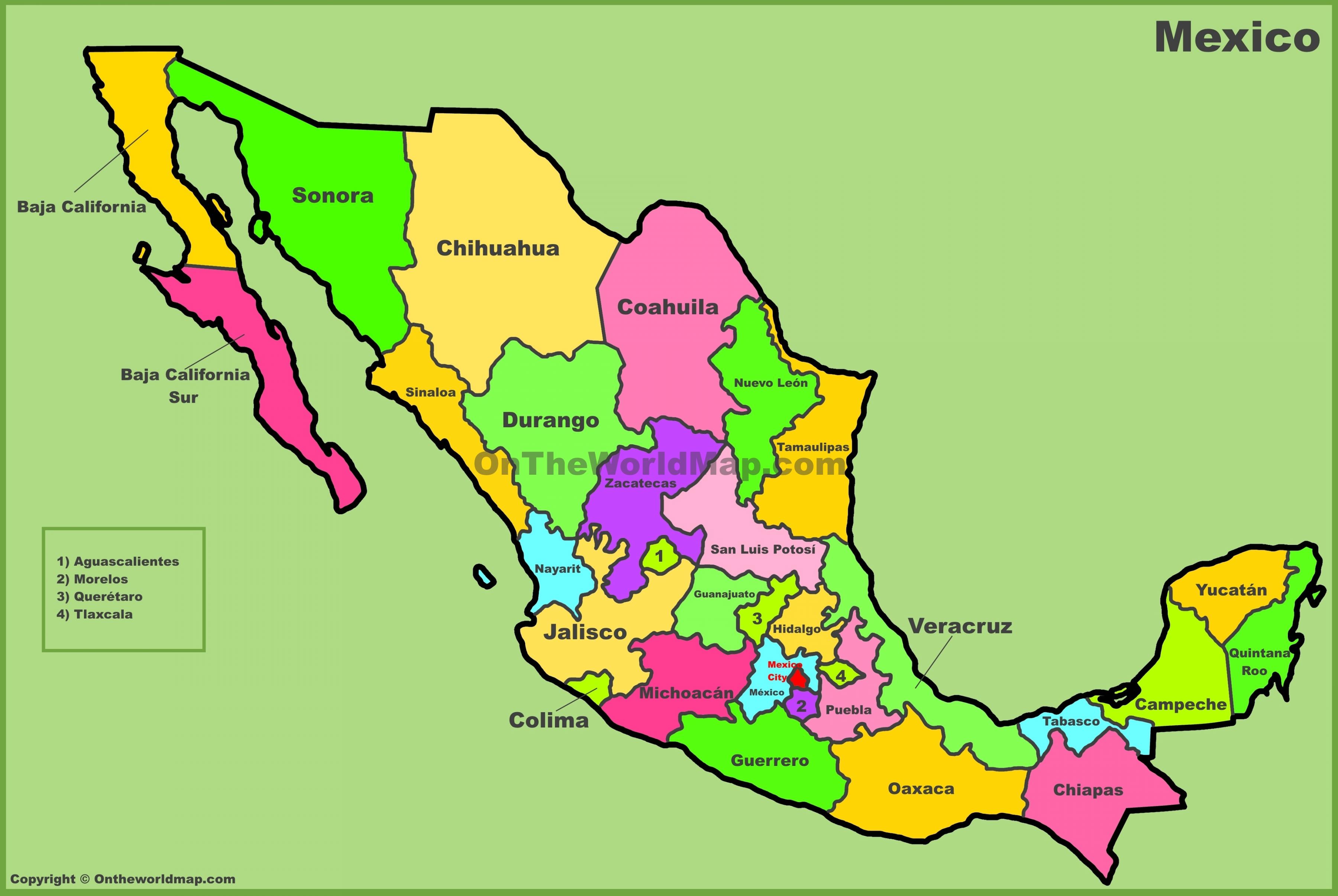 State map of Mexico - State map Mexico (Central America - Americas)