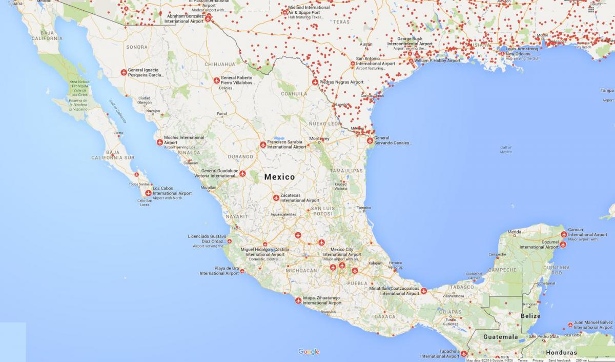 airports Mexico map