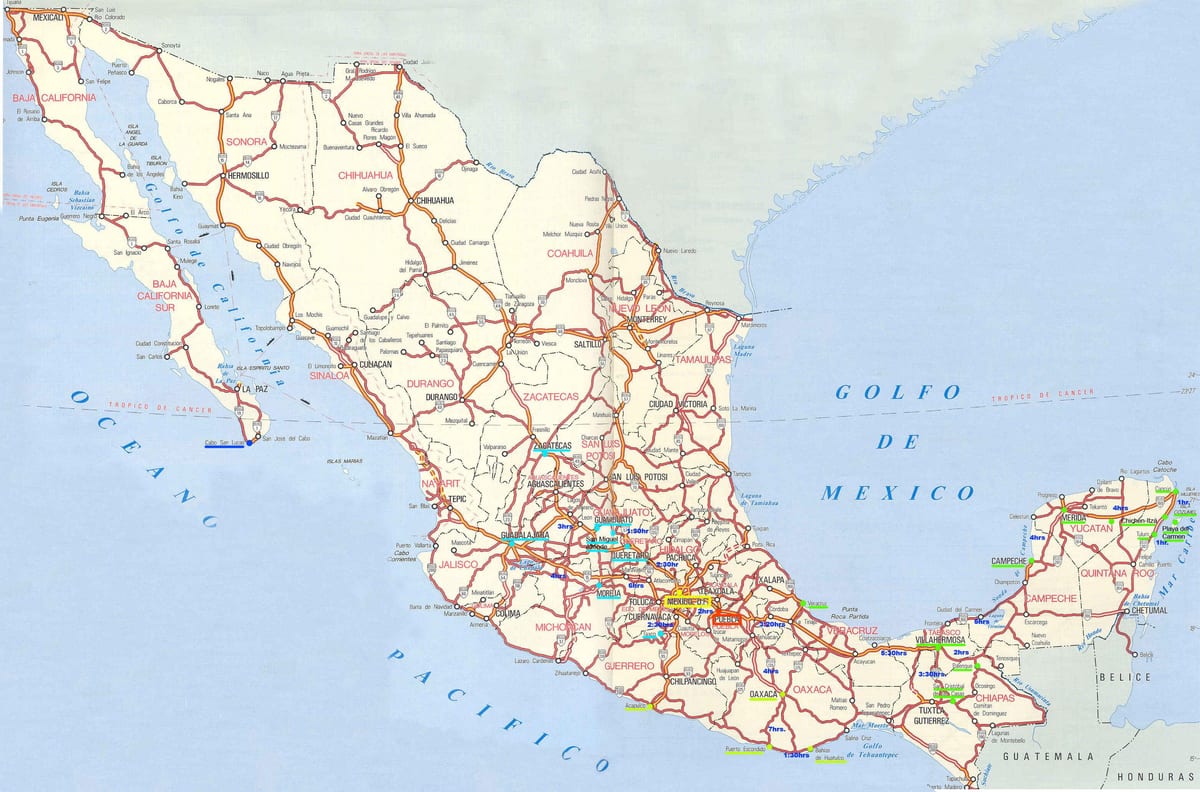 map of Mexico driving