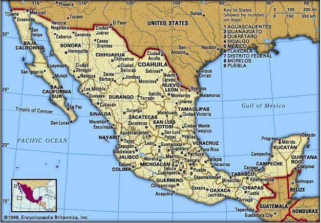 map of east Mexico
