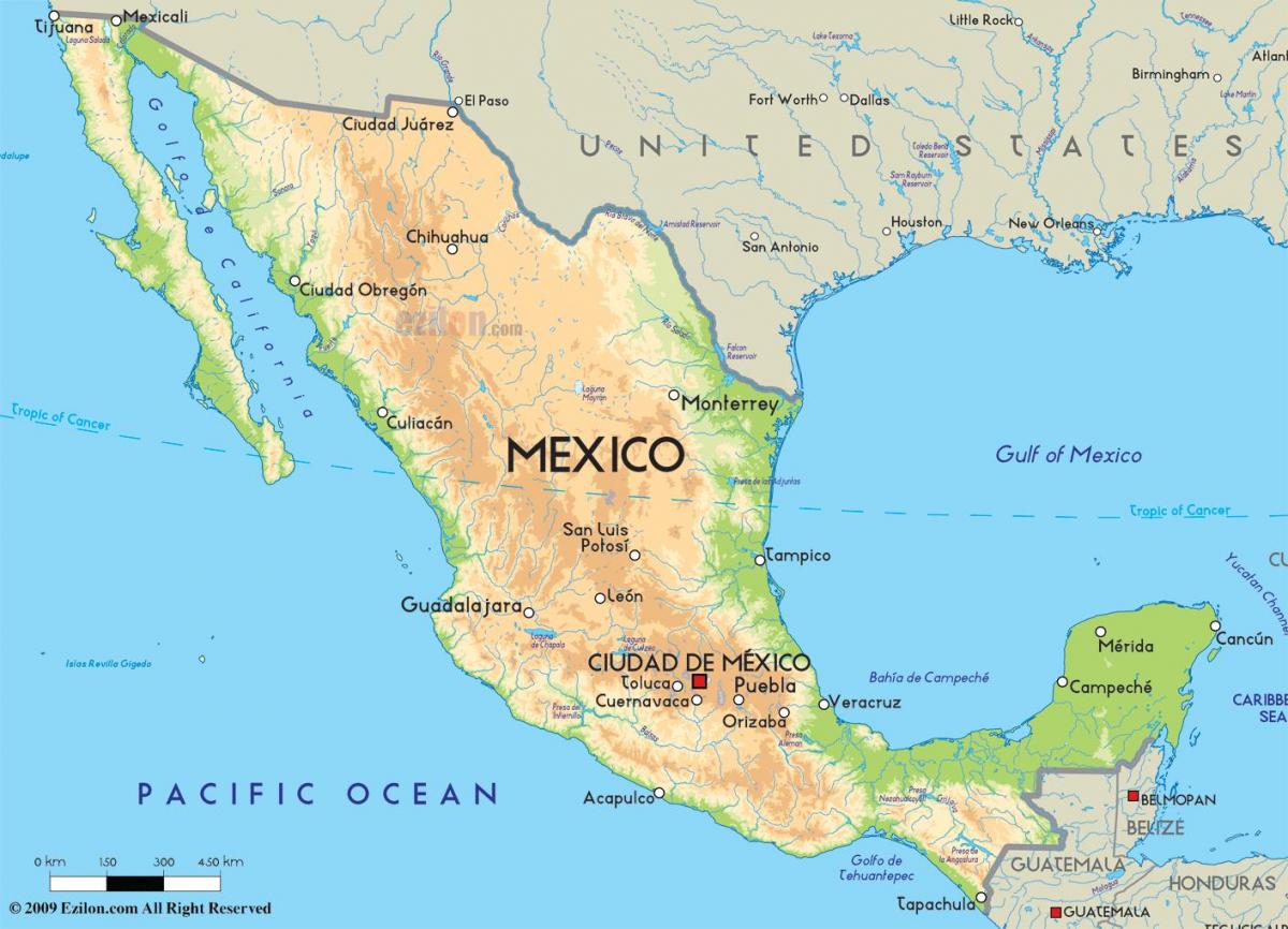 map of Mexico and america