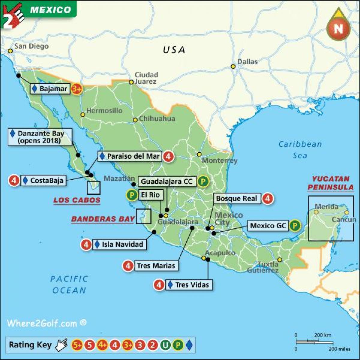 Map of Mexico resorts - Mexico map resorts (Central America - Americas)