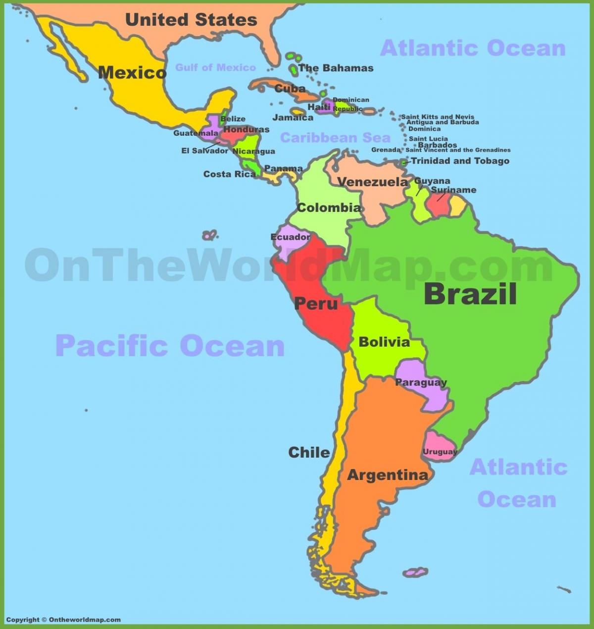 Mexico and south america map