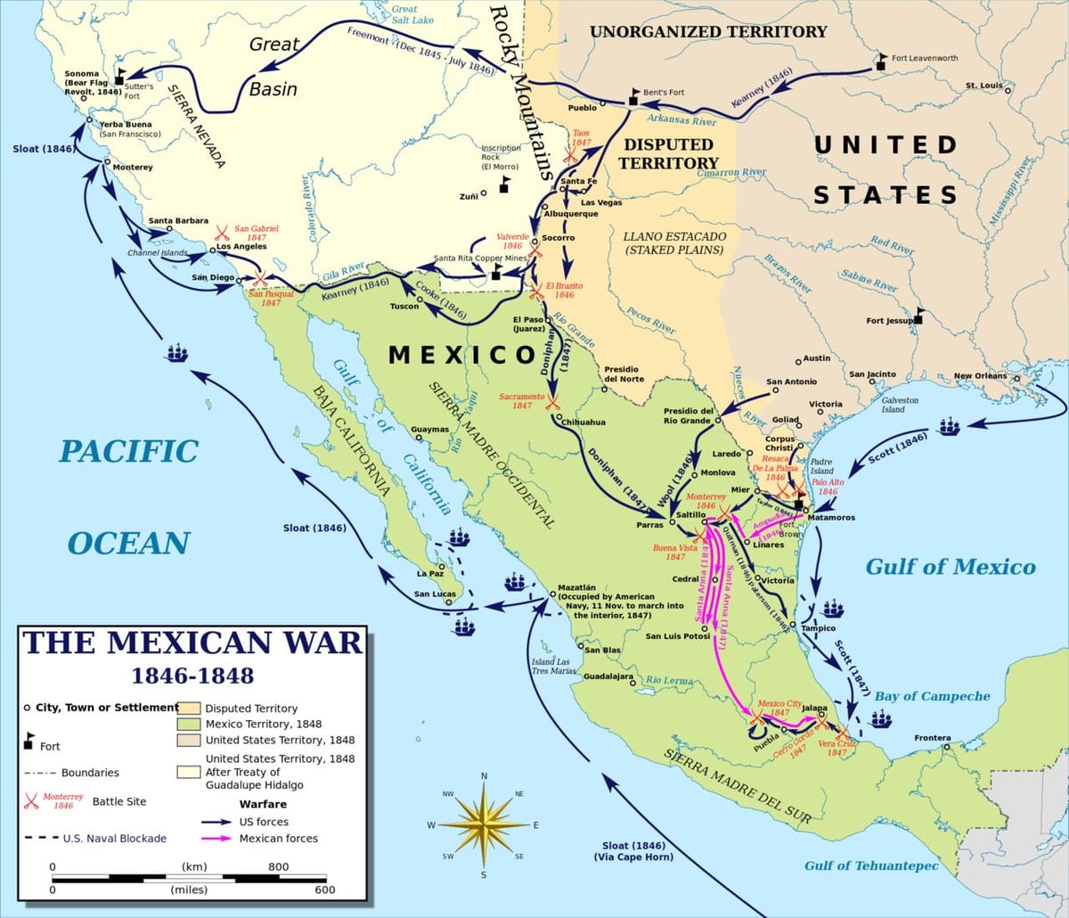 map of mexican war map