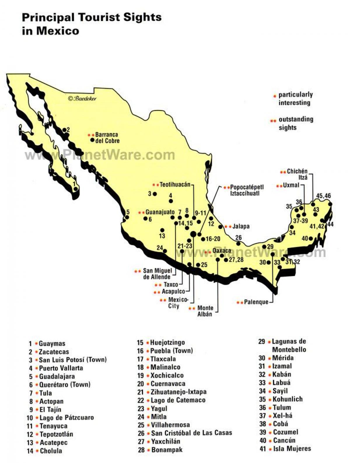 Mexico attractions map
