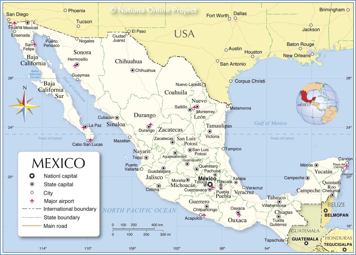 border Mexico map