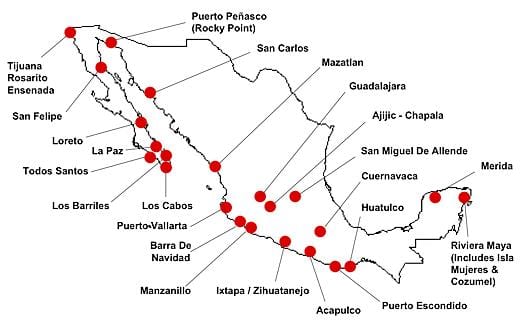 map of Mexico destinations