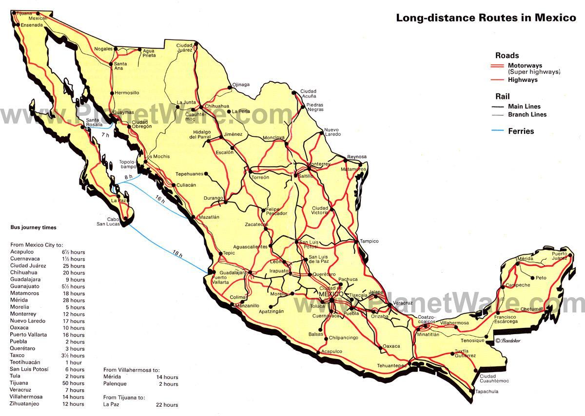 highway map of Mexico