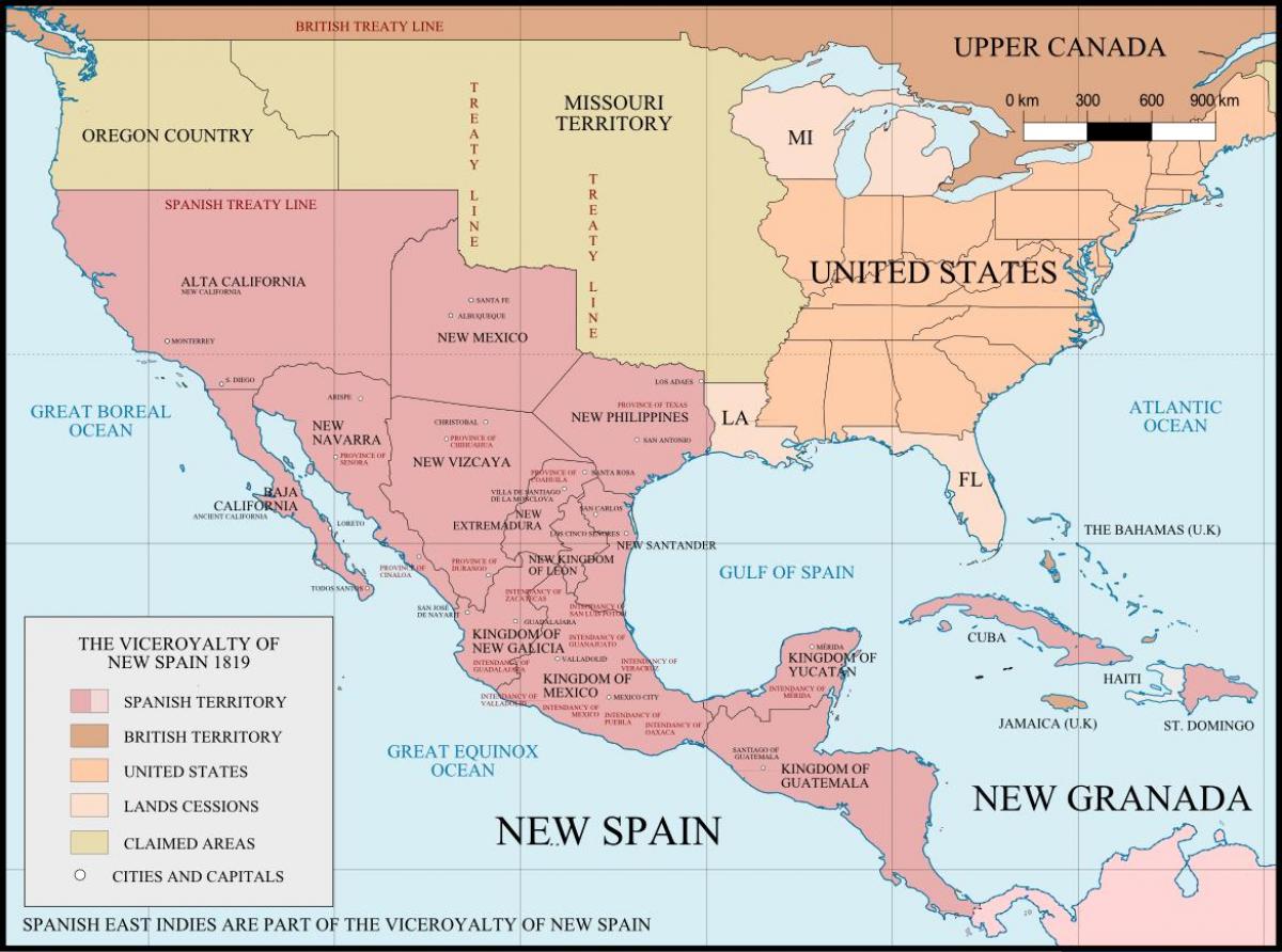 Mexico map 1821 - Mexico 1821 map (Central America - Americas)