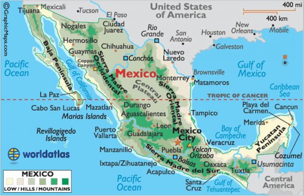 Mexico mountains map