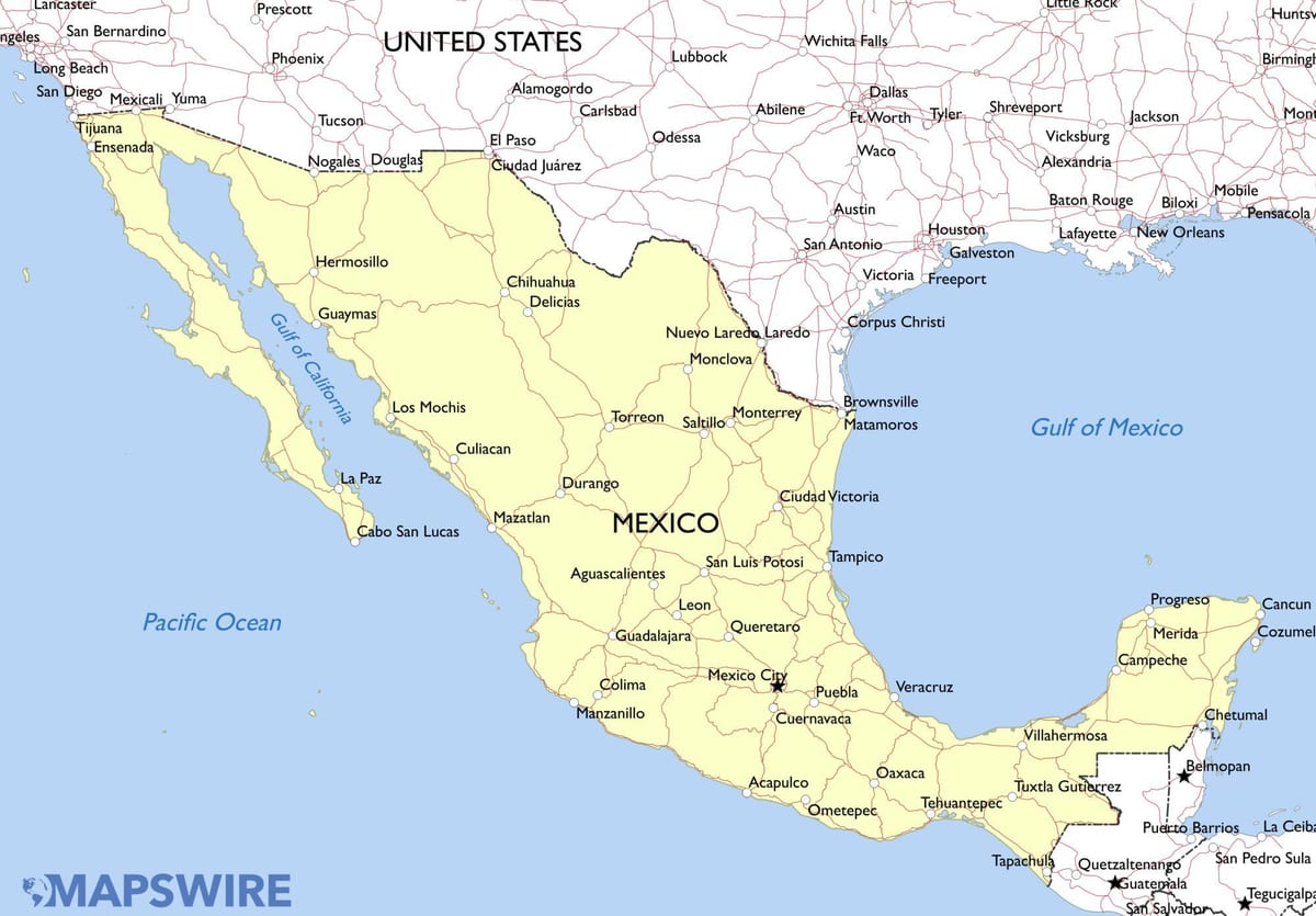 map of Mexico monuments