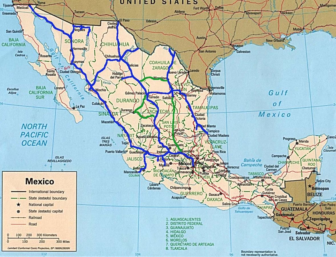 Mexico train map