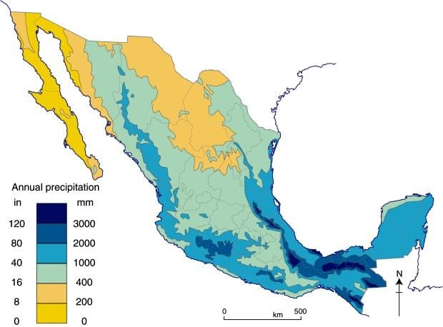 map of Mexico rain