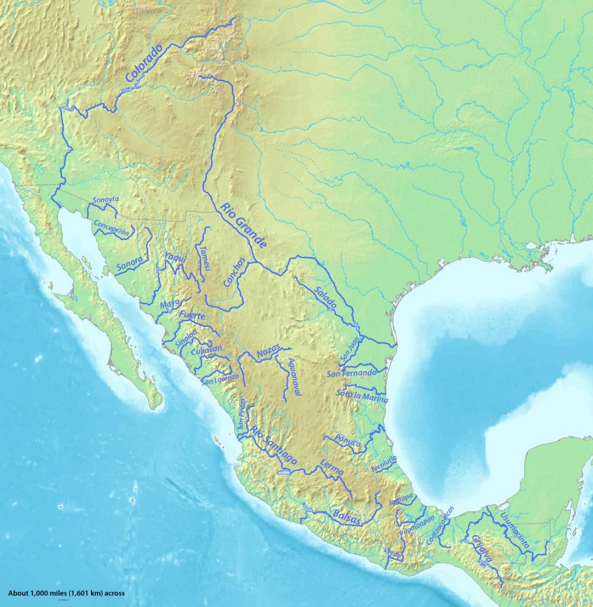 map of Mexico river