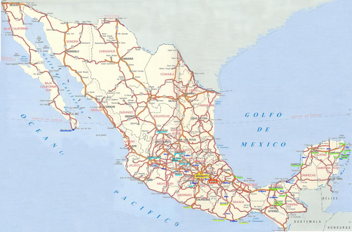 map of Mexico roads