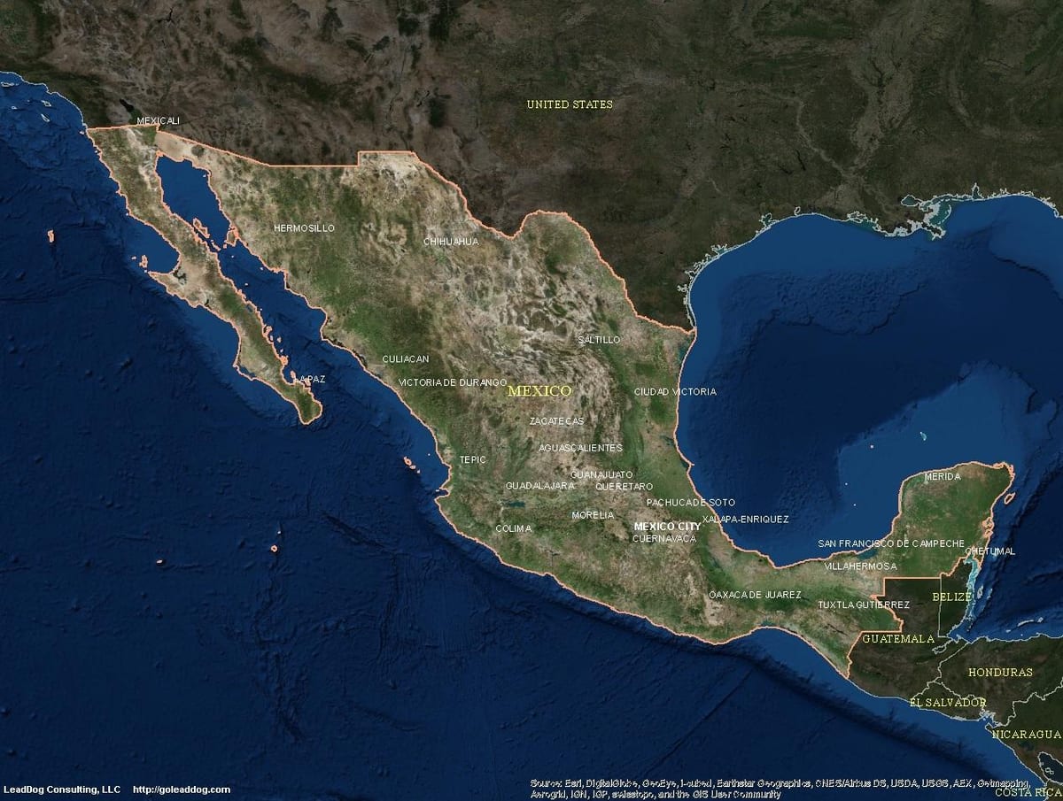 satellite map Mexico