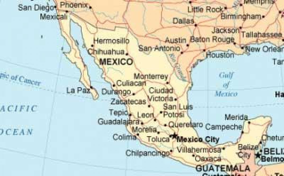 map of south Mexico