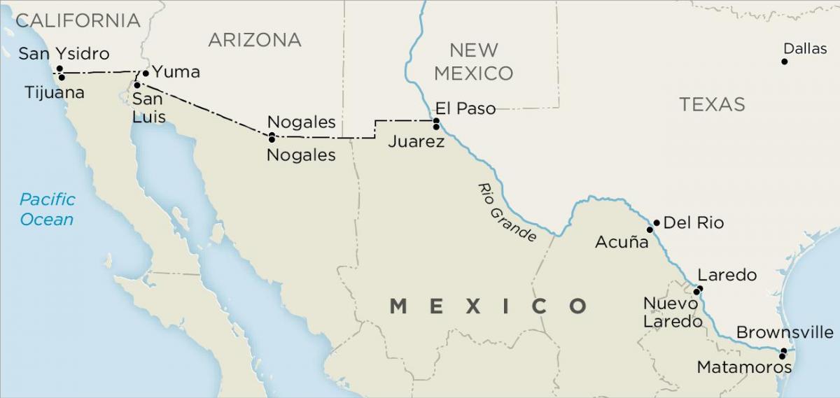 us and Mexico border map