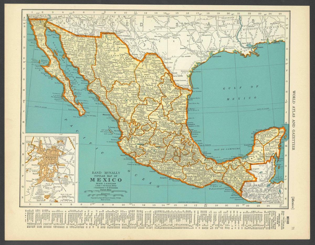vintage map of Mexico