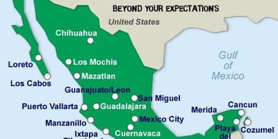 Mexican beaches map