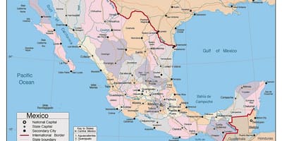 Mexico map with major cities