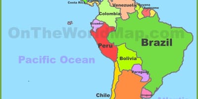 Mexico and south america map