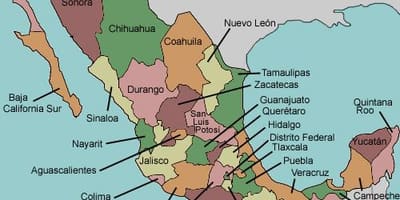 Map states of Mexico
