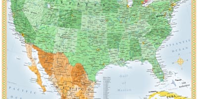Us & Mexico map