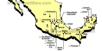 Mexico attractions map