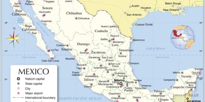 Border Mexico map