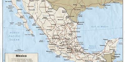 Map of coast of Mexico