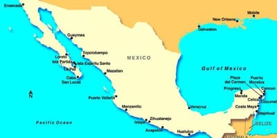 Map of Mexico cruise ports