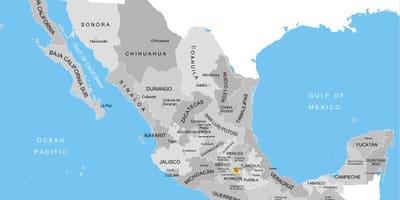 Map of Mexico departments