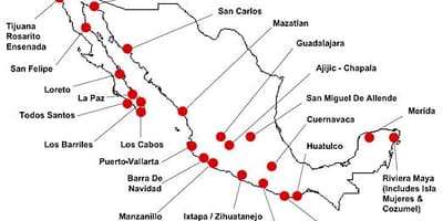 Map of Mexico destinations