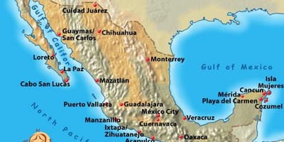 Mexico vacation destinations map