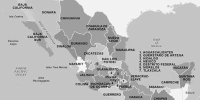 Map of Mexico black and white