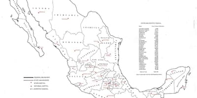 Labeled map of Mexico