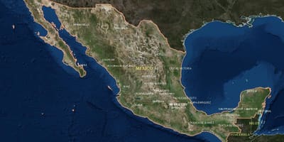 Satellite map of Mexico