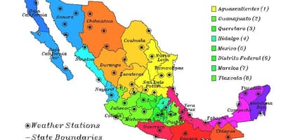 Weather map of Mexico