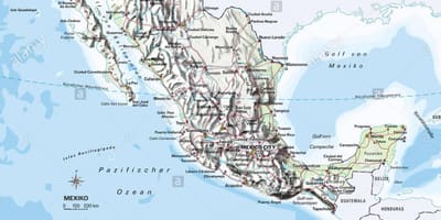 Map of Mexico ocean