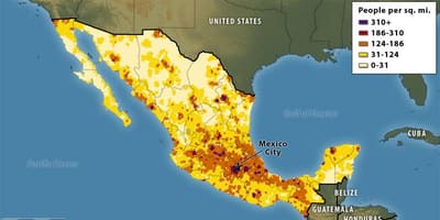 Map of Mexico population distribution