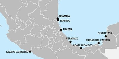 Map of Mexico ports