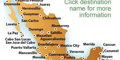 Resorts in Mexico map