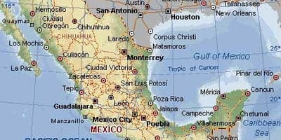 Map of Mexico ruins