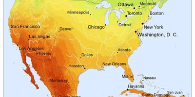 Map of Mexico sunshine
